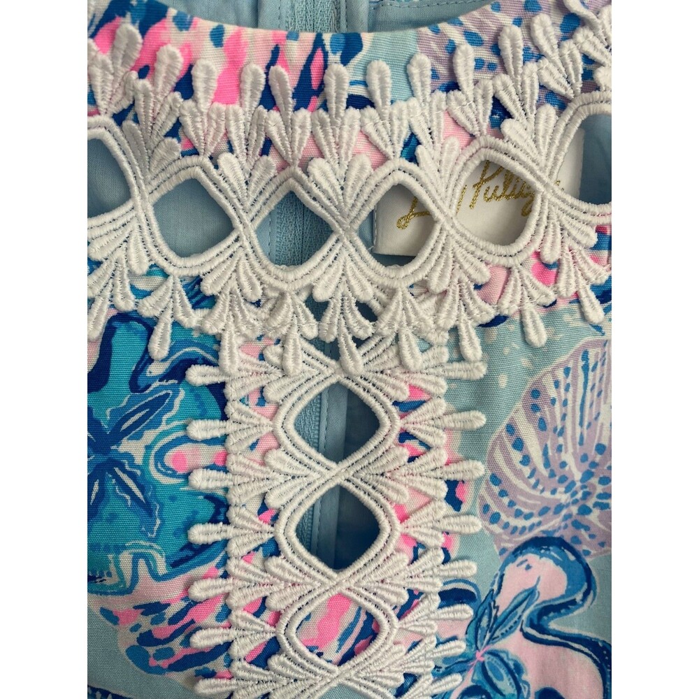 Lilly Pulitzer Shift Dress Seashells Crochet Accents Women's Size 8 - Picture 3 of 5